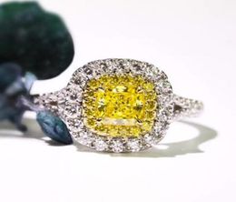 Victoria nouveauté bijoux de luxe réel 925 en argent Sterling princesse coupe jaune topaze CZ diamant éternité femmes mariage 8989170