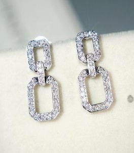 Victoria Super Star Long Dangle Earring Luxe sieraden 925 Sterling Silver Full Pave White Sapphire Diamond Geometry Dames Drop EA1477862