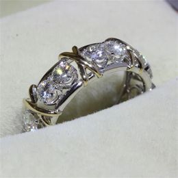 Joyería de marca Victoria Wieck 10kt Topacio blanco relleno de oro Topacio Simulada Boda Princesa Banda Silver Rings para mujeres Tamaño 5 6174N