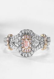 Victoria Wieck choucong tout nouveau bijoux de luxe en argent sterling 925 saphir rose CZ diamant fête bague de mariage remplie d'or pour W6739079