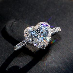 Victoria Wieck Klassieke Luxe Sieraden 925 Sterling Silver Pear Cut White Topaz CZ Diamond Promise Eternity Wedding Heart Ring voor vrouwen