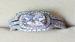 Victoria Wieck Coussin taille 8mm Diamant 10KT Or Blanc Rempli Amoureux 3in1 Bague de Fiançailles Ensemble de Bague de Mariage Sz 5116202962