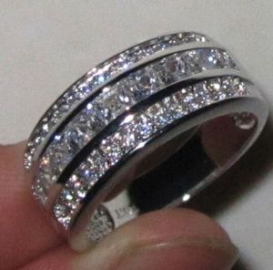 Victoria Wieck Joyería de moda 10kt oro blanco lleno de zafiro Diamante simulado Boda princesa círculo Anillo de banda para mujer regalo Tamaño 5-11