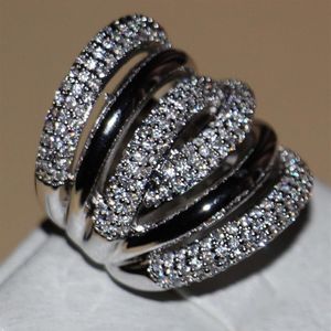 Victoria Wieck Full Tiny Stones Damesmode-sieraden 14kt witgoud gevuld Zirkonia Bruiloft Verloving Dame's Band R230p
