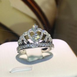 Victoria Wieck Bijoux faits à la main en argent sterling 925 pavé minuscule saphir blanc CZ diamant pierres précieuses fête femmes mariage couronne bande R278d