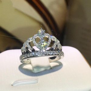 Victoria Wieck Bijoux faits à la main en argent sterling 925 pavé minuscule saphir blanc CZ diamant pierres précieuses fête femmes mariage couronne bande R278S