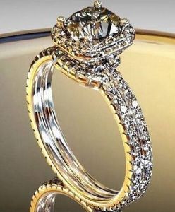 Victoria Wieck Luxe Sieraden 925 Sterling Zilver Ronde Cut White Topaz CZ Diamond Party Paar Ringen Dames Bruiloft Bridal Ring Set Gift