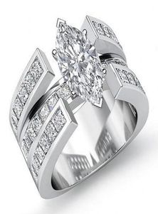 Victoria Wieck Luxury Bijoux 925 STERLING Silver Marquise Cut White Topaz CZ Diamond Promest Ring Women Wedding Bridal R9550102