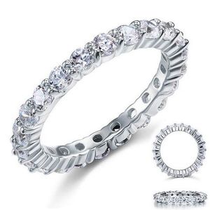 Victoria Wieck Luxe Sieraden Merk Desgin 925 Sterling Zilver Witte Topaas Ronde Edelstenen Vrouwen Bruiloft Verlovingsband Ring Gift300b