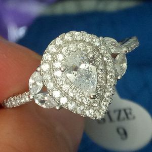 Victoria Wieck Luxe Sieraden Pure 100% 925 Sterling Zilver Never Fade Drop Water White Topaz CZ Diamond Wedding Band Ring voor vrouwen Gift