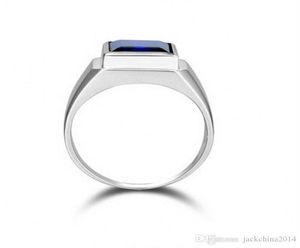 Victoria Wieck Mannen Mode-sieraden Solitaire 10ct Blauwe Saffier 925 Sterling zilver Gesimuleerde Diamond Wedding Band vingerring Gif9320851