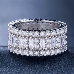 Victoria Wieck Nieuwe aankomst Luxe sieraden Cirkel Rings 925 Sterling Silver Princess Topaz CZ Diamond Eternity trouwring voor WOM 234H
