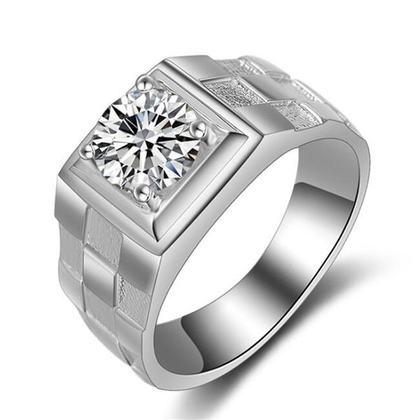 Victoria Wieck Solitaire Hommes 0.6ct Topaze simulée Diamant 925 Bague de fiançailles en argent sterling Ensemble de bagues de mariage Taille US 7-12 cadeau