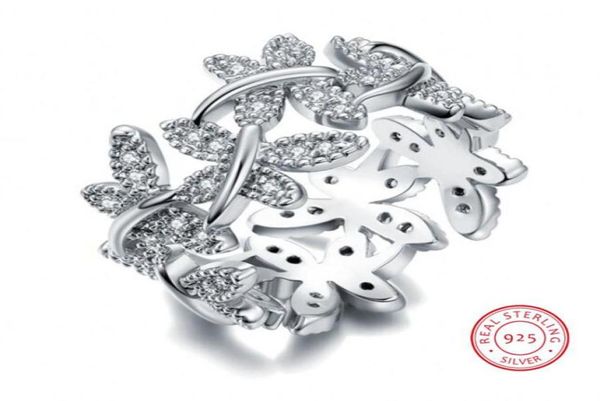 Victoria Wieck Joyería brillante Lujo 100 Soild Plata de ley 925 pura Linda mariposa Zafiro blanco Mujer Flor de boda Ban7812995