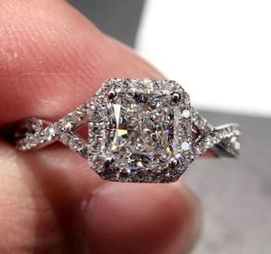 Victoria Wieck Sparkling Luxury Jewelry 925 Sterling Silver Princess Cut White Topaz CZ Diamond Gemstones Women Wedding Cross Band Ring Gift