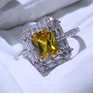 Victoria Wieck Superbe bijoux de luxe faits à la main en argent sterling 925 T princesse coupe or topaze CZ diamant femmes bague de mariage pour amoureux