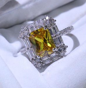 Victoria Wieck prachtige handgemaakte luxe sieraden 925 Sterling Silver T Princess Cut Gold Topaz CZ Diamond Women Wedding Band Ring F5099750
