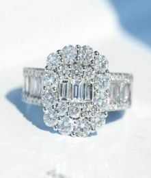 Victoria Wieck Joyería de lujo más vendida Plata de ley 925 Corte princesa Topacio blanco CZ Diamante Piedras preciosas Mujer Alianza de boda Rin1876318