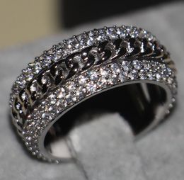 Victoria Wieck Vintage Sieraden 925 Sterling Silver Topaz Gesimuleerde Diamond Edelstenen Bruiloft Draaibare Dames Vinger Ring voor Love Size5-11