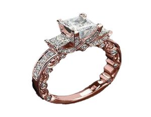 Victoria Wieck Bijoux vintage 925 Sterling Silverrose Gold remplit trois pierres Princesse coupée blanche topaze CZ Diamond Party Women Wedd8093282