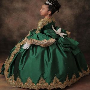 Vestidos victorianos barrocos para niñas de flores 2024 Disfraz retro verde Era Vestido de desfile para niños de Halloween Vestido medieval renacentista para niñas Vestido mexicano Caramuza para niños pequeños
