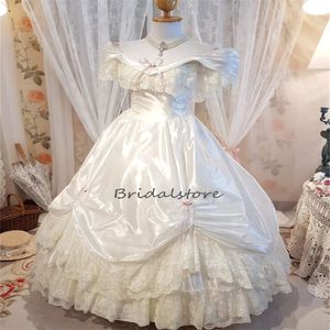 Victoriaanse Fee Ivoor Trouwjurk Gothic Renaissance Middeleeuws Kasteel Bruid Jurk 2023 Kostuum Cosplay Formele Gelegenheid Vestidos De Novia hippie Gewaden Mariee