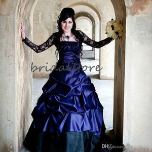 Victorian Masquerade Gothic Trouwjurken met Kant Jas Strapless Plooien Land Tuin Kerk Bruidsjurken 2020 Hochzeitsler