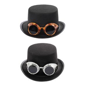 Victorian Steampunk Gothic Top Hat avec lunettes détachables Bowler Jazz Cap Halloween Cosplay Carnival Costume Accessoire