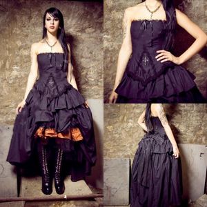 Robes de mariée victorienne 2019 Nouveau Steampunk Gothic Lolita Inspiré Vampire Noir Noir Robes de mariée Mariage personnalisée Plus Taille Taille Porter