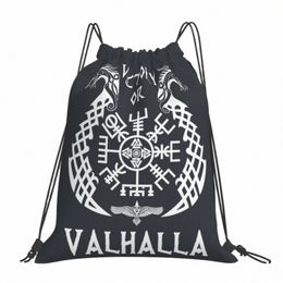Victoire ou Valhalla V-viking Age Cool Drawstring Sacs de randonnée Pouche 3D Print Backpack Boy Girls School Shoe Sac V7CB #