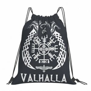 Victoire ou Valhalla V-Viking Age Cool Sacs à cordon Pochette de randonnée Sac à dos imprimé 3D Garçon Filles Sac à chaussures d'école k5Xz #