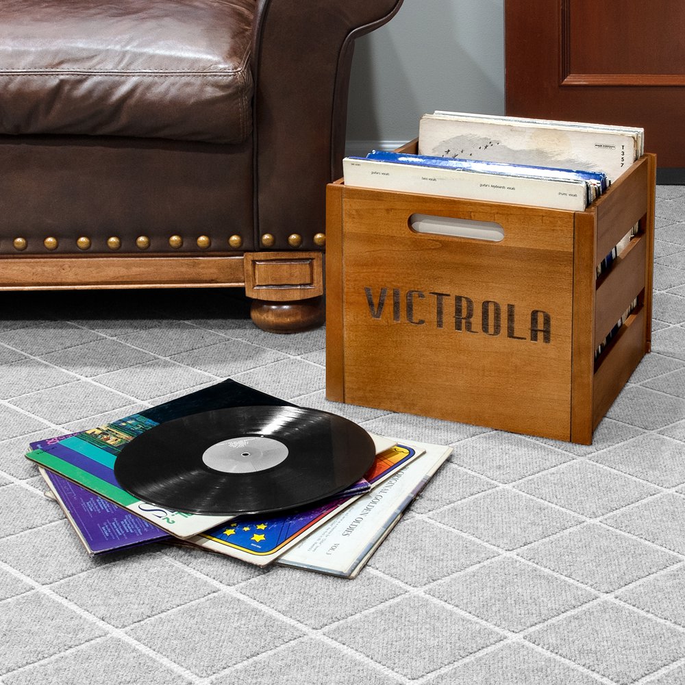 Victrola木製レコードクレートホームストレージ