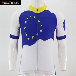 VIDATIERRA 2019 homme maillot de cyclisme blanc bleu Union européenne Europe équipe UE vêtements classiques porter leader honneur personnalisé cool Outdoo254C