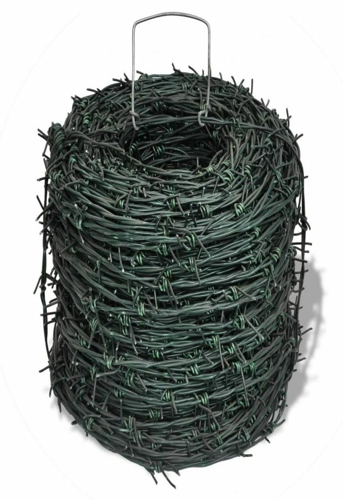 Vidaxl Barbed Wire 328039 Fios de esgrima de pátio de pátio de ferro verde de ferro verde 4332468