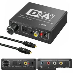 Connecteurs de câbles vidéo 32192Khz Hifi Dac Amp numérique à analogique O convertisseur Rca 3.5mm Jack amplificateur de casque Toslink optique Coa Dh3Xm