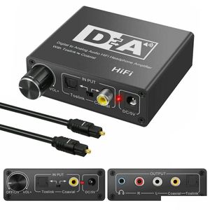 Videokabels Connectoren 32192 Khz Hifi Dac Amp Digitaal naar Analoog O Converter Rca 3,5 Mm Jack Hoofdtelefoonversterker Toslink Optische Coa Dh3Xm