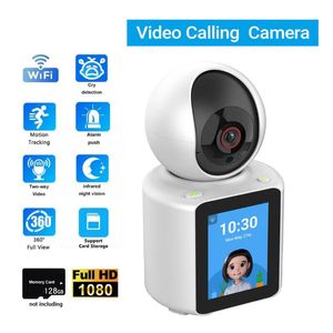 Videobellen Wifi Camera 1080P met Scherm Thuis AI Smart Tweeweg Audio Babyfoon CCTV Surveillance Beveiliging Draadloze Camera