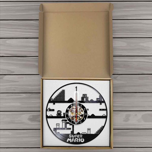 Video clásico juego retro reloj de pared vintage vinilo registro 3d reloj de pared relojes creative a mano idea de regalo hecho para amantes del juego