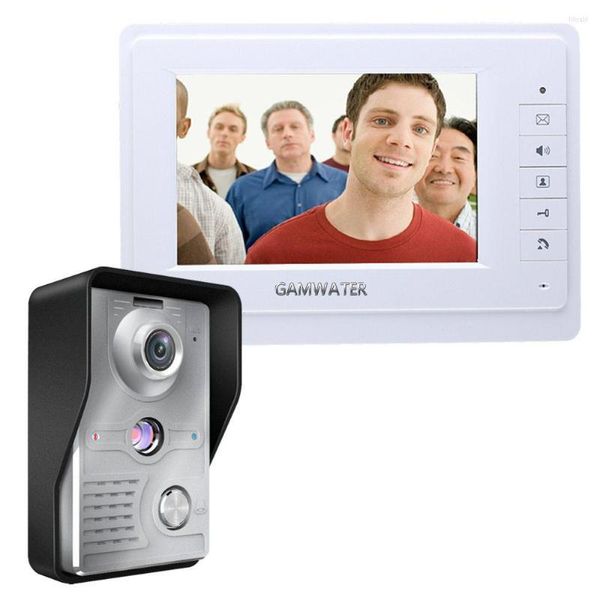 Teléfonos de puerta de vídeo 7 ''TFT LCD teléfono con cable sistema de intercomunicación visual con cámara de timbre IR impermeable al aire libre