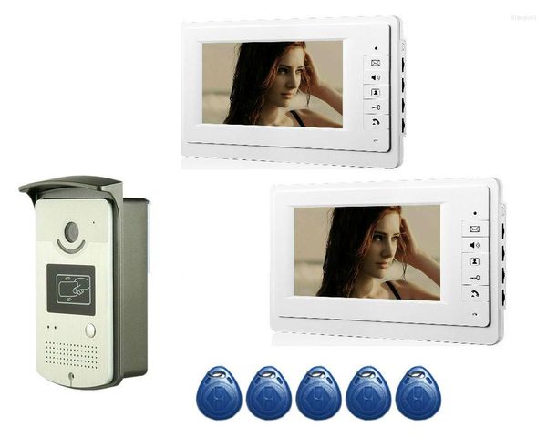 Teléfonos de puerta de vídeo Monitor de 7 pulgadas Sistema de intercomunicación del teléfono Timbre Tarjeta RIFD Cámara visual para villa