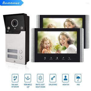 Video Door Phones Intercom 2 Apartment 700TVL Doorbell With Unit 7 Inch Monitors Remote Access Control Wired Visual Phone For Home