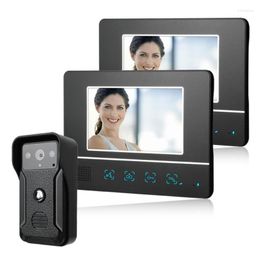 Videodeur telefoons Mountainone One To Two Intercom Kit Handfree 7 inch Monitor IR -camera met nachtzicht 25 soorten ringen deurbel systemenvid