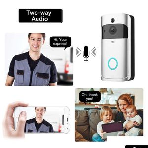 Téléphones vidéo Smart Wifi Sonnette Caméra Visual Intercom Night Vision IP Eye Bell Téléphone sans fil Home Security 720P Drop Deliver Dhbgj