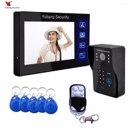 Téléphones de porte vidéo Yobang Security 7 "téléphone avec porte-clés RFID interphone à distance caméra système filaire