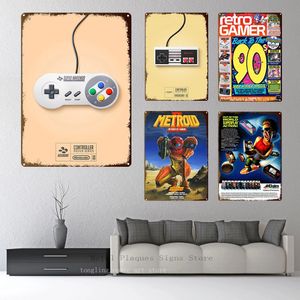 Videojuego Pintura de metal Cartel de chapa Dibujos animados Retro Gamepad Poster Hogar Sala de estar Pegatinas vintage Placas decorativas Placa de pared Letreros Regalo para niños Decoración de pared