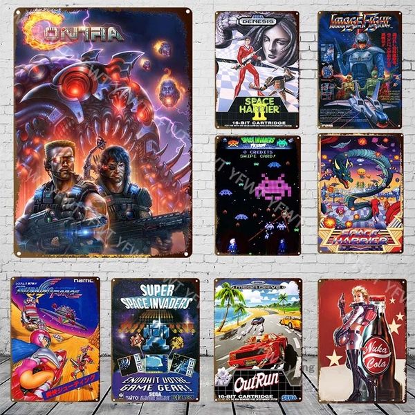 Panneau en métal de jeu vidéo, collection de jeux classiques nés dans les années 70 et 80, Super Space Invaders, affiche murale rétro, décoration personnalisée, taille 30x20cm w02