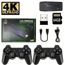 Videojuego Stick Lite 4K M8 Consola 64GB Controlador inalámbrico doble para 10000 juegos retro Kid Christmas 240123