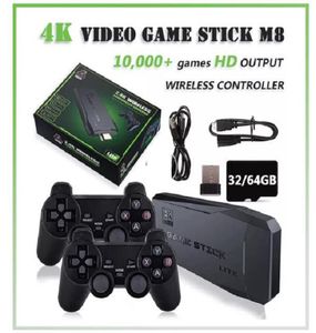 Sticks de jeu vidéo M8 Console 24g Double Contrôles 2 ou 4 Double Wireless 4K 10000 Jeux 32 Go 64 Go Retro Games pour PS1 GBA9223599