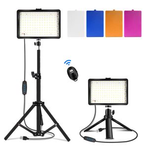 Video USB Light LED Cámara Luz de relleno con soporte de trípode y filtros de color Conferencia de iluminación de video de mesa para fotografía Vlog