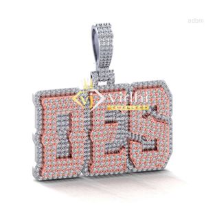 Vidhi bijoux haut de gamme Hip Hop pendentif Bling luxe glacé Moissanite 925 en argent Sterling diamant charme personnalisé